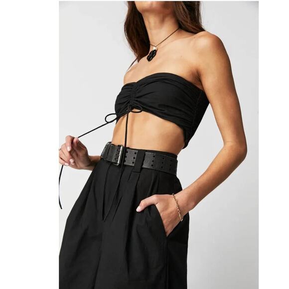 New FREE PEOPLE Minnie Set $148 SIZE 4 Black LONGLINE WIDE-LEG SHORTS - Picture 3 of 5